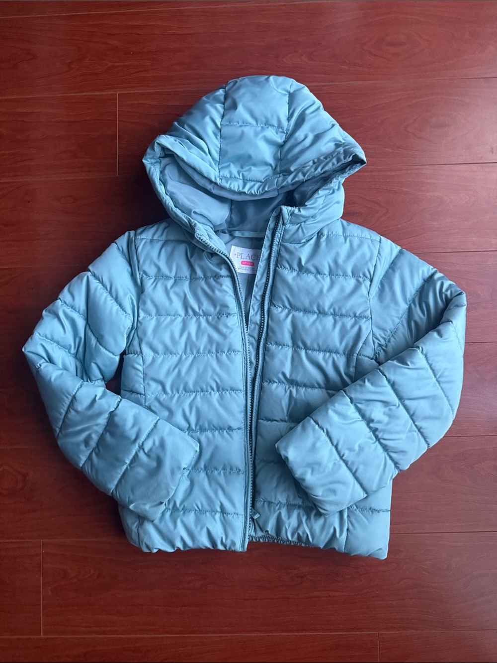 The Children’s Place Girls Light Blue Puffer Hooded Kids Jacket